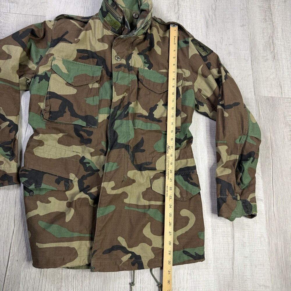 Vintage Military M65 Field Coat Jacket Small Short Cold Weather Woodland Camo - Picture 9 of 13
